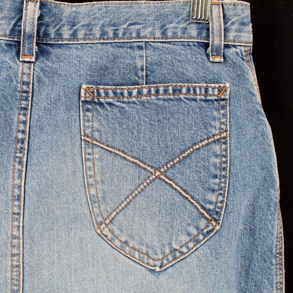 Vintage GAP Denim Skirt Light Wash Raw Hem Western Stitch 100% Cotton No Stretch - Picture 5 of 11